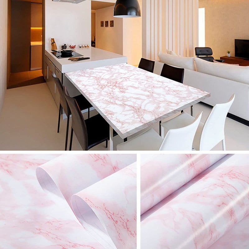 practicalWs 15.7 in Ã— 118 in White Pink Marble Stick Paper Peel and Stick Countertops Self-Adhesive Vinyl Watertight Wallpaper Great As Cabinets Drawer Shelf Wall Crafts Wall Paper Decorations - Image 5